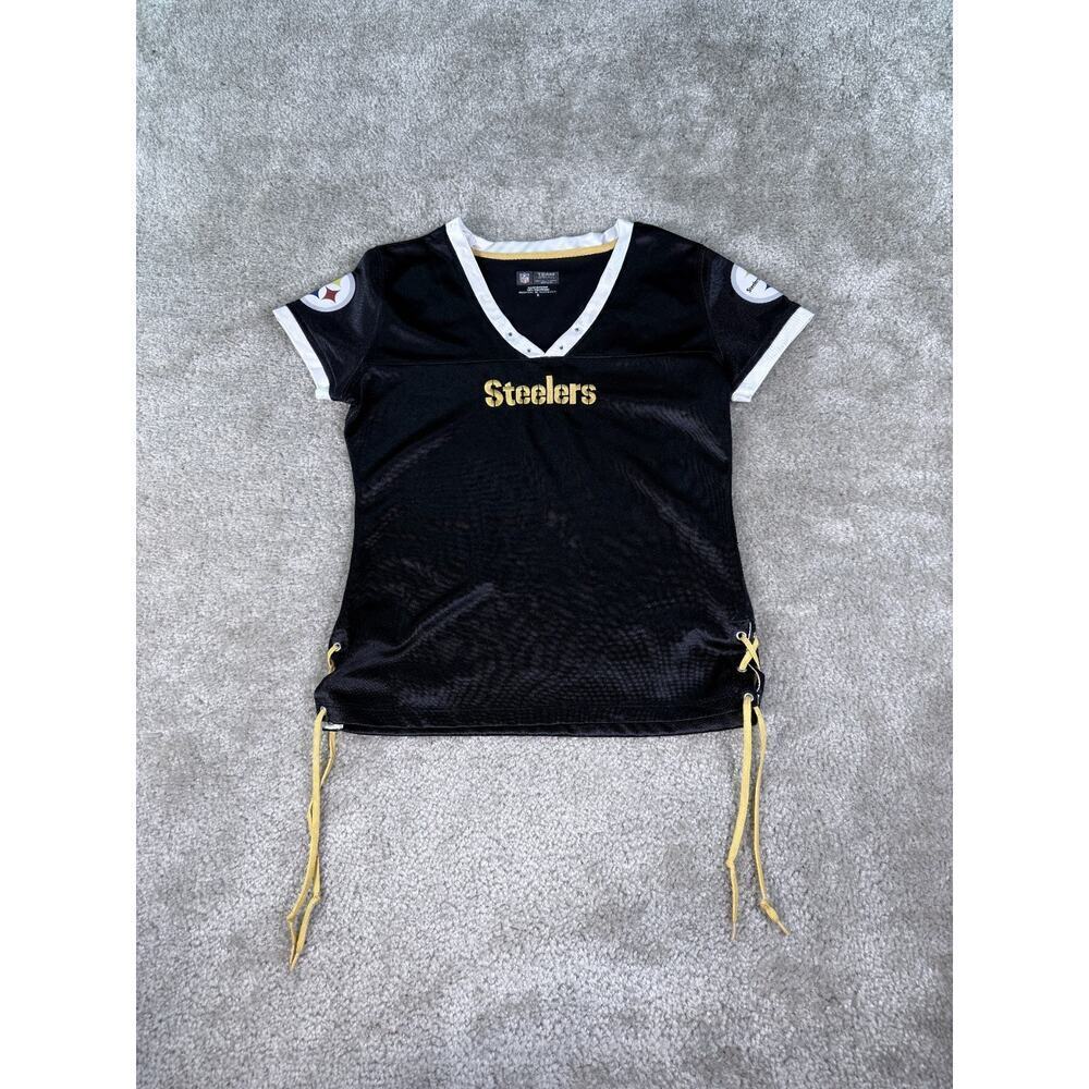 Steelers NFL Team Apparel Women's Size S V-Neck with Bling and Lower Laces C784